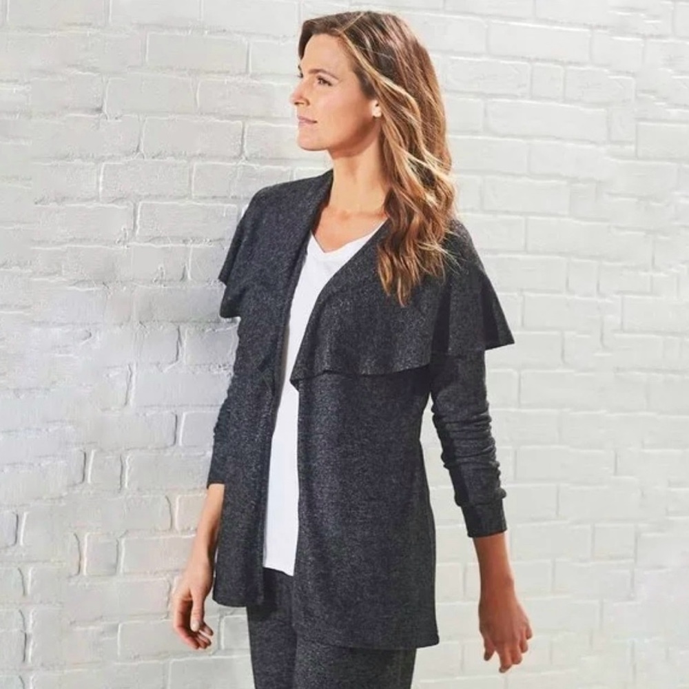 Soft surroundings Marabella Lounge Topper Charcoal Heather Cardigan